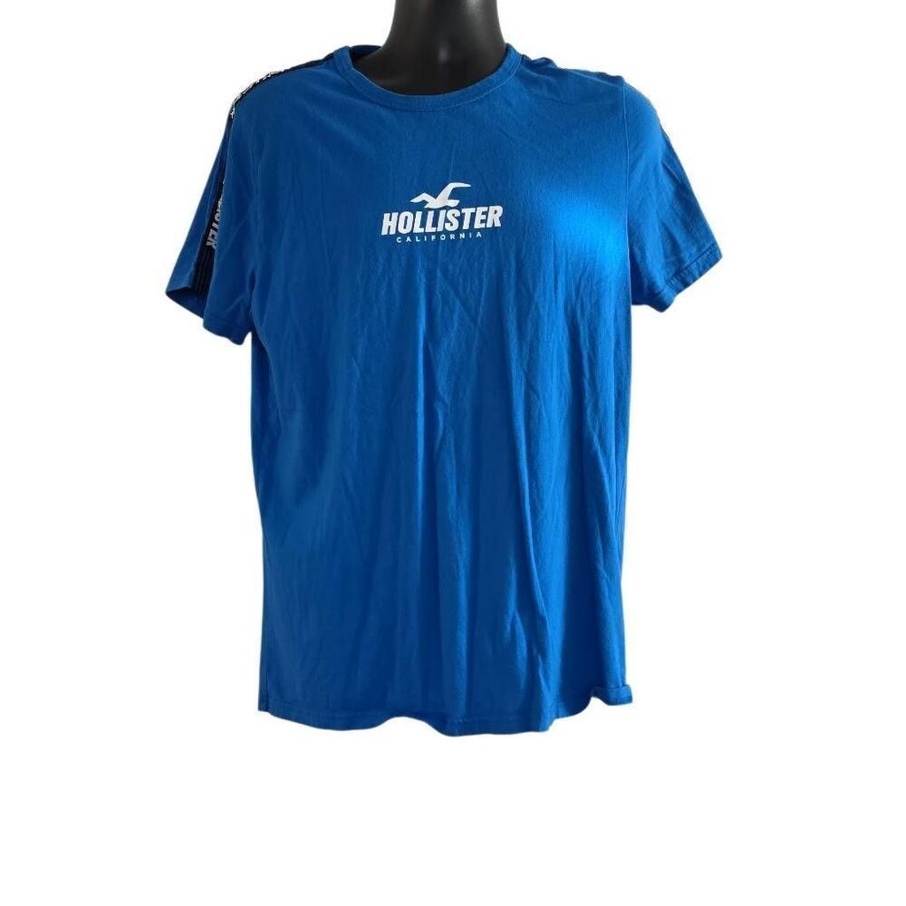 Hollister Men's Size Large Blue White Short Sleeve T-shirt